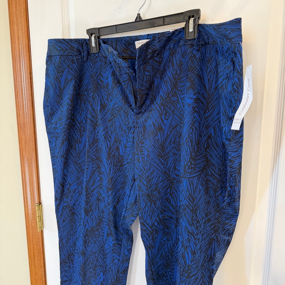 Coldwater Creek NWT Size 20 Royal Blue/Black Natural Fit Printed Ankle Pant